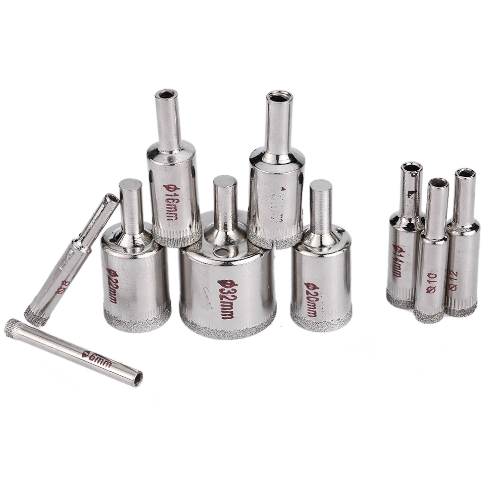 10pcs 6 32MM Electroplated Drill Bits ferramentas for Diamond Glass Drilling Hole Saws Drill Bit for Tiles Marble Glass Ceramic