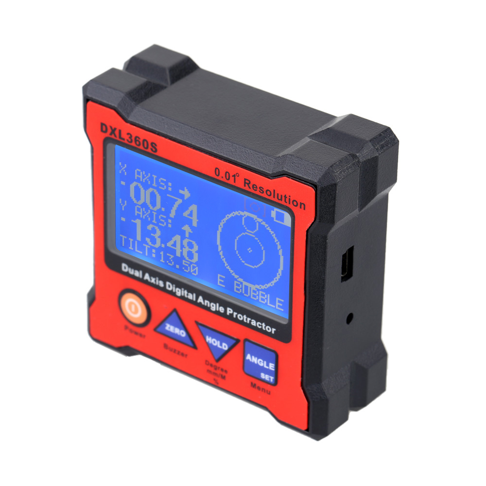 High precision DXL360S Dual Axis Digital Angle Protractor Dual axis Digital Display Level Gauge with 5 Side Magnetic Base