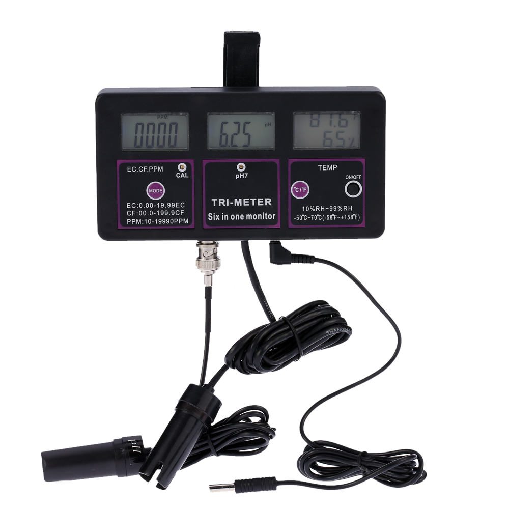 6 in 1 ph meter Water Quality Tester Monitor Multi parameter aquarium Water Meter Digital RH EC CF TDS(PPM) TEMP meter