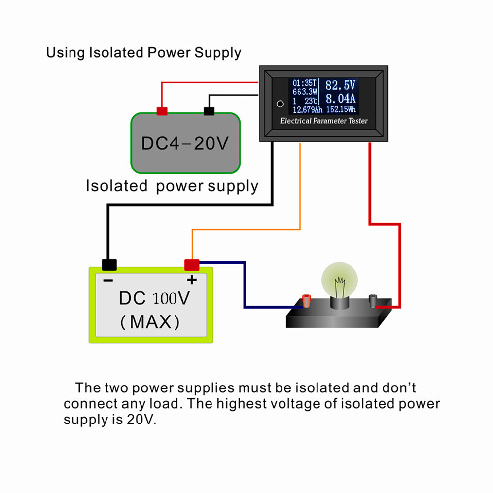 7 in 1 Electrical Parameter Meter Multifunctional Power Meter OLED Voltage Current Time Power Energy Capacity Temperature Tester