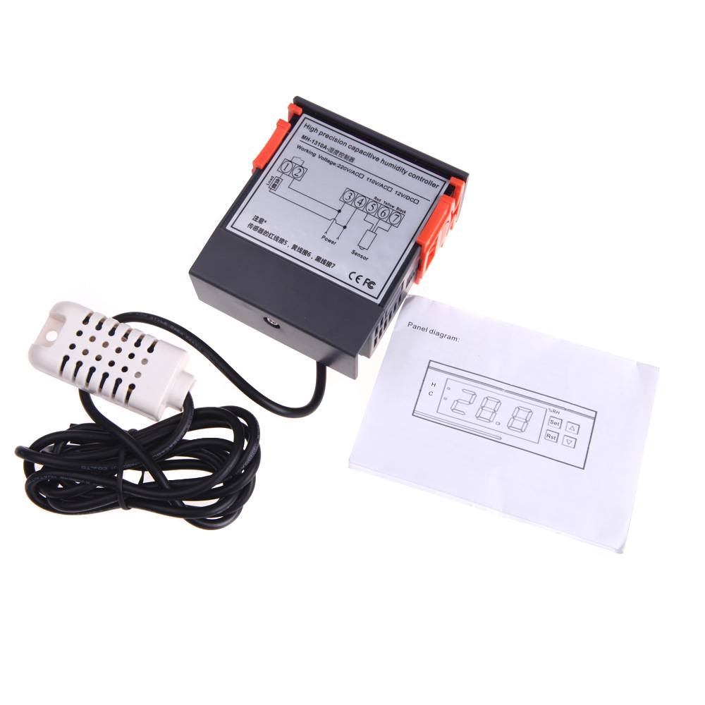 10A 220V Digital Temperature Controller Air Humidity Controller Temperature Instruments Measuring Range 1 ~ 99 RH with Sensor
