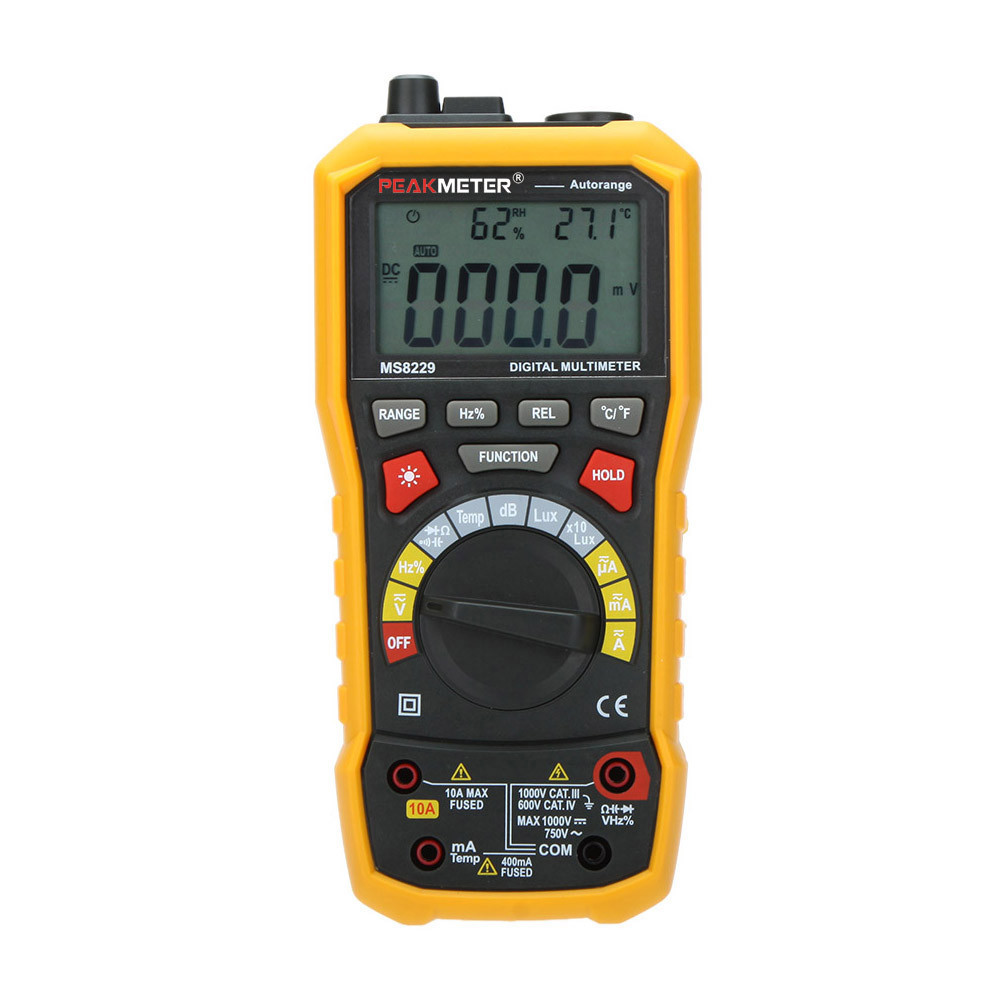 5 in 1 Auto Range Digital Multimeter Voltage Current Resistance Capacitance Meter Noise Temperature Humidity Luminance Tester