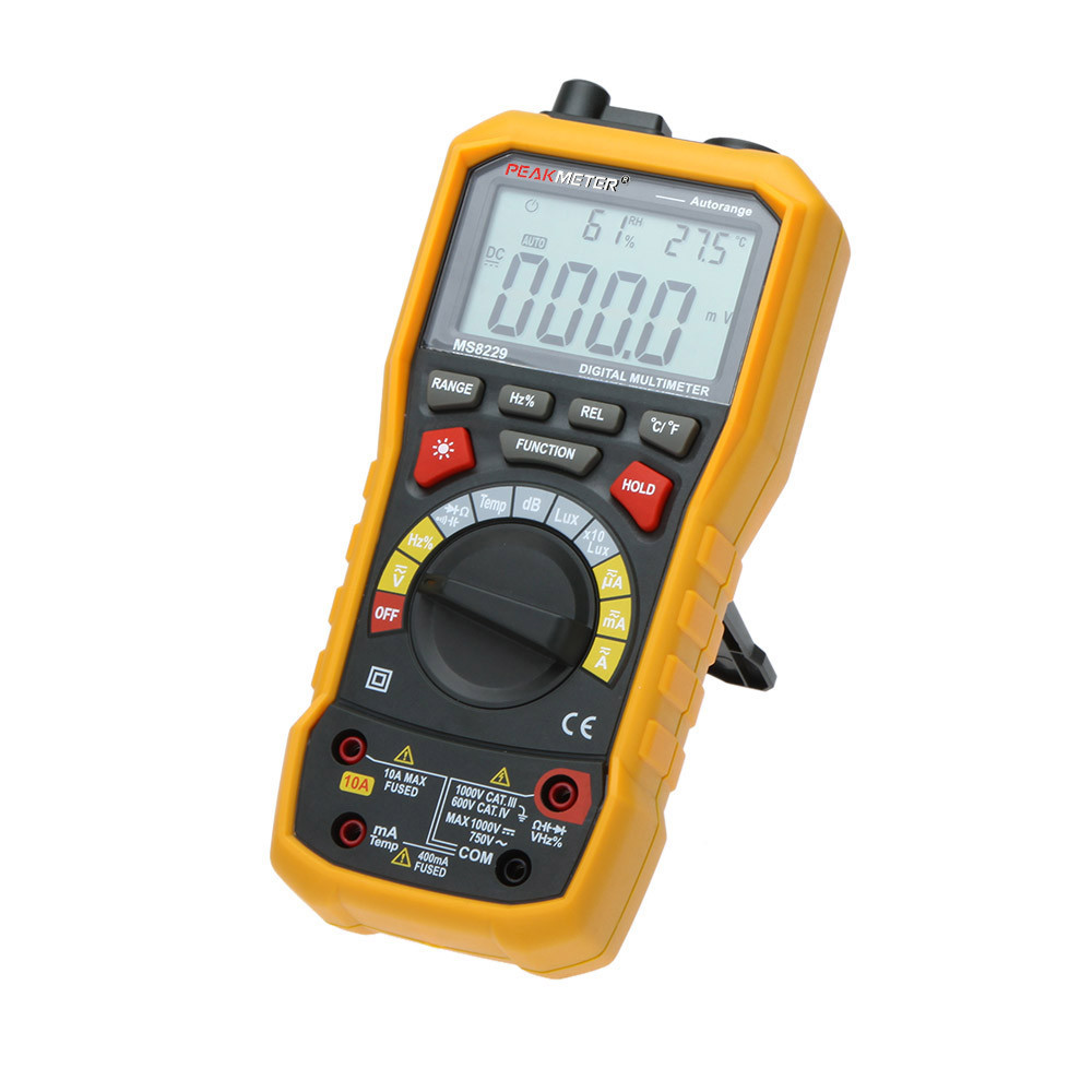 5 in 1 Auto Range Digital Multimeter Voltage Current Resistance Capacitance Meter Noise Temperature Humidity Luminance Tester