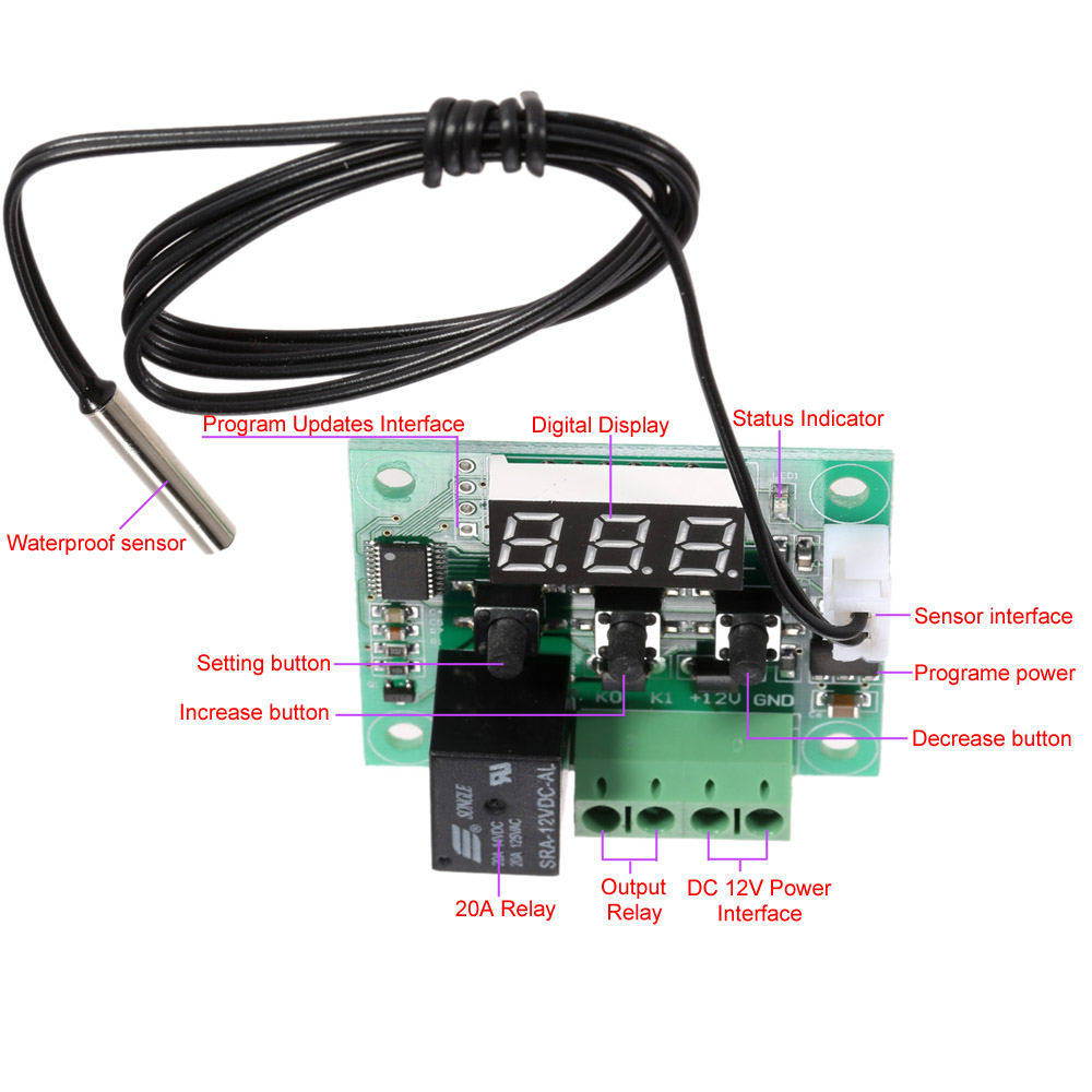  50 110 Degrees W1209 DC 12V Temperature Controller Digital Mini Thermostat Temperature Controller Control Switch Sensor Module