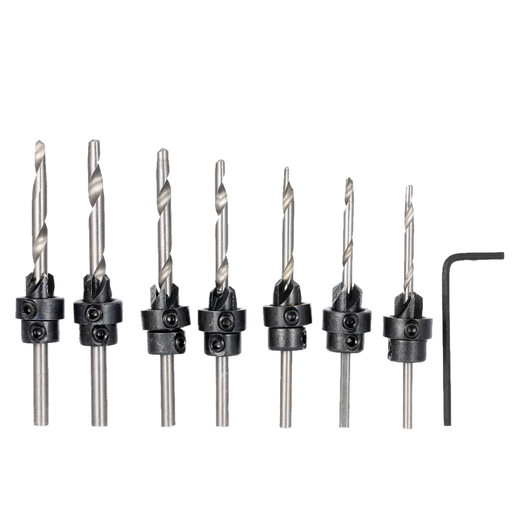 7pcs woodworking tools drill perforator Carpentry Tapered Countersink Drill Bit Set herramientas with Small Hex Key furadeira