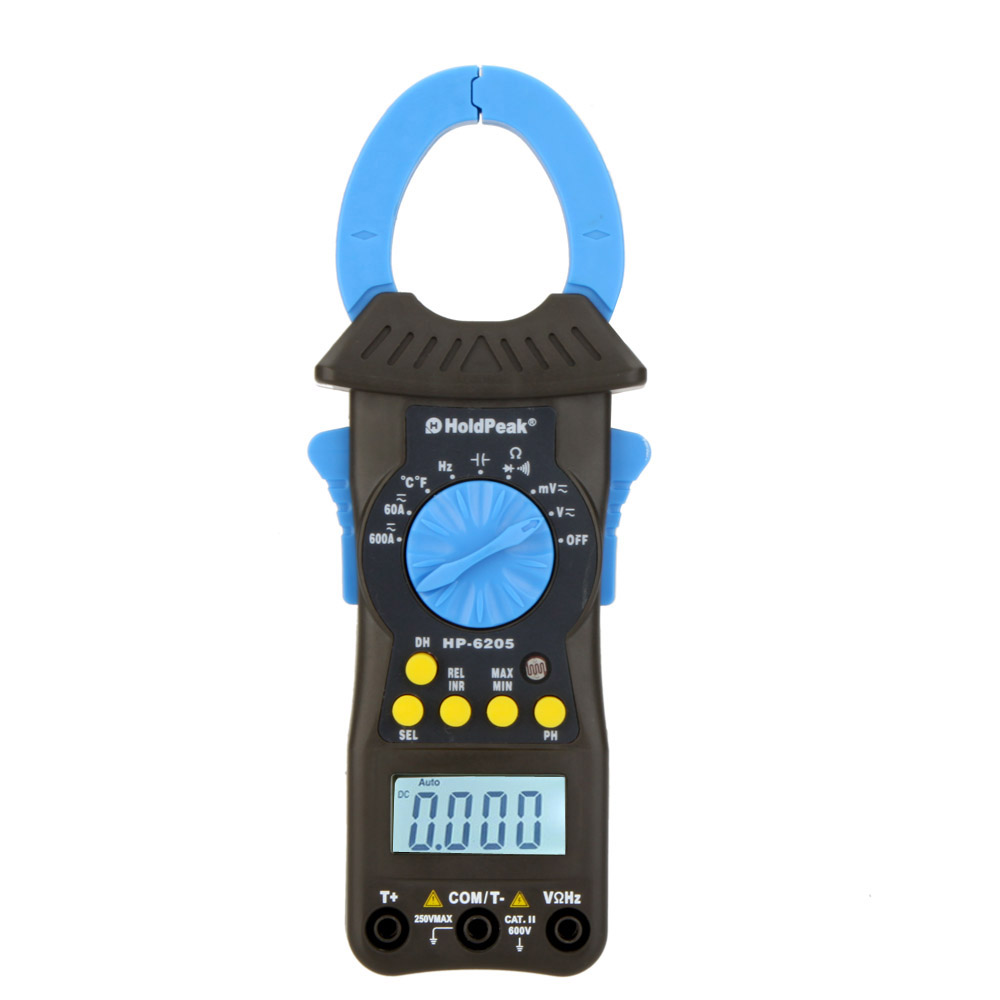 HoldPeak Digital Clamp Meters multimeter Auto Range current tongs Amp Volt Ohm Cap. HZ Temp.Meter 6000Counts with LCD Backlight