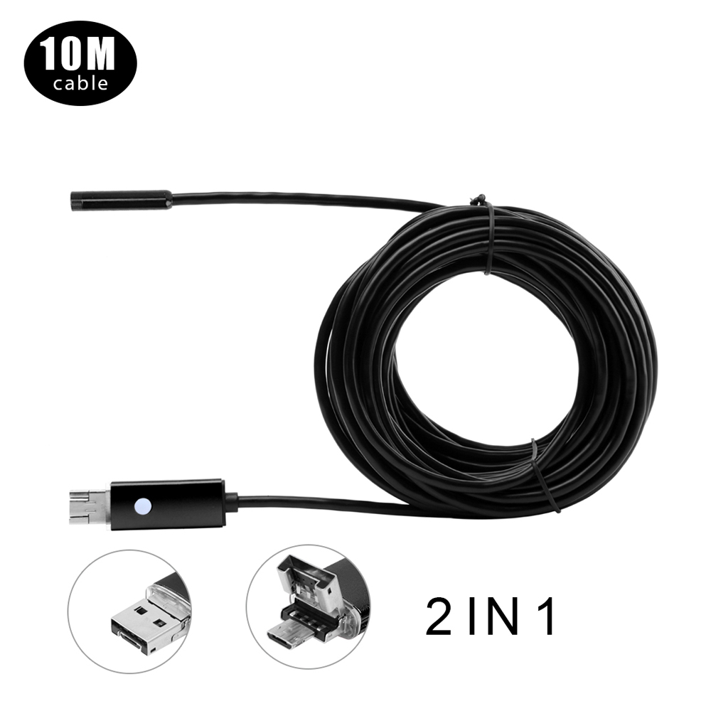 KKMOON 5.5mm 10m 2 in 1 USB Endoscope Borescope Inspection Camera for Android Phones PC microscope microscopio usb magnifier