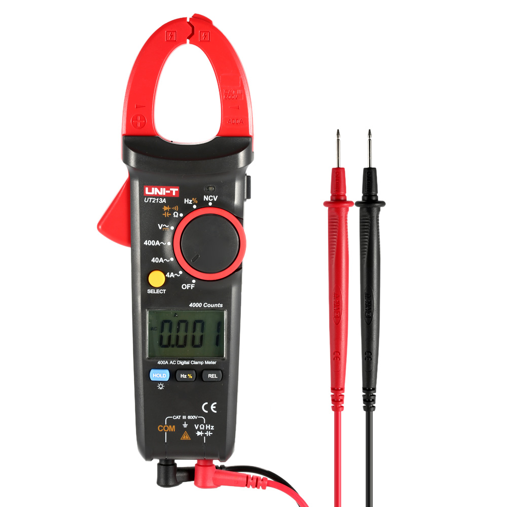 UNI T AC DC Current Tong Digital Clamp Meter Multimeter Voltage Resistance Capacitance Diode Continuity NCV Tester in Flashlight