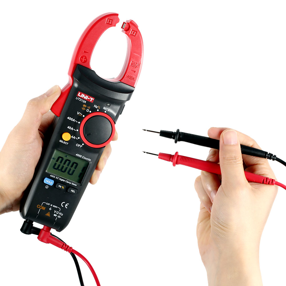 UNI T AC DC Current Tong Digital Clamp Meter Multimeter Voltage Resistance Capacitance Diode Continuity NCV Tester in Flashlight