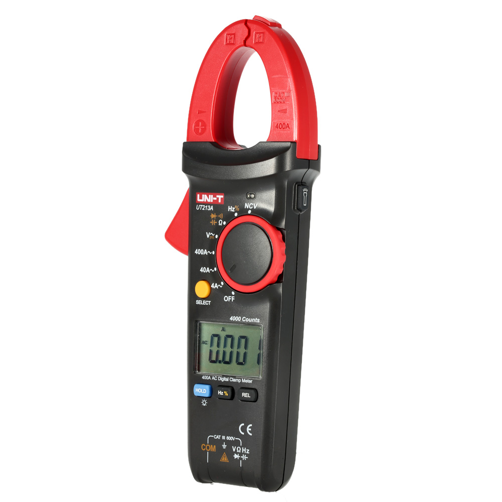 UNI T AC DC Current Tong Digital Clamp Meter Multimeter Voltage Resistance Capacitance Diode Continuity NCV Tester in Flashlight