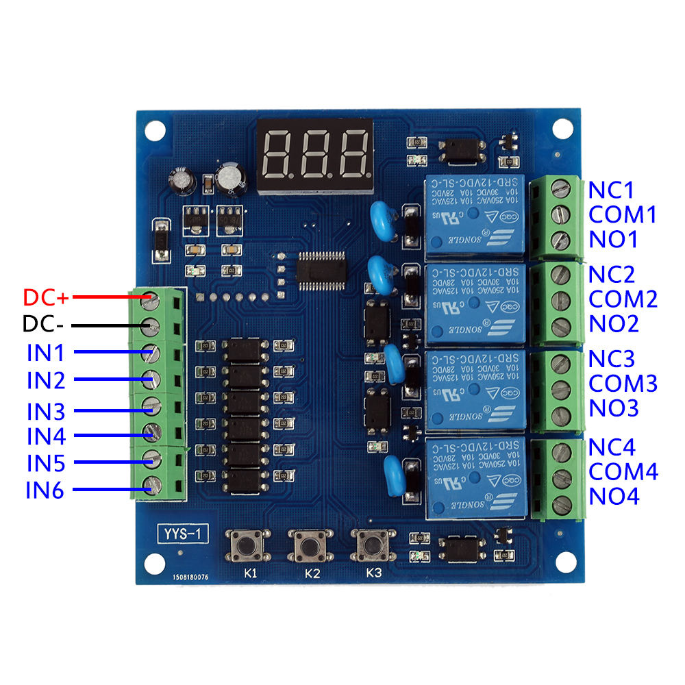 DC24V 12V 4 Channel Relay Module Programmable Signal Trigger Delay Timer Digital Adjustment Relay PLC Board Switch Control