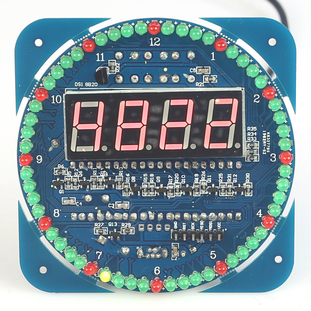 Compact 4 digit Timer DIY Kit DIY Digital Rotation LED Electronic Clock Kit Learning Board Temperature Date Time Display DS1302