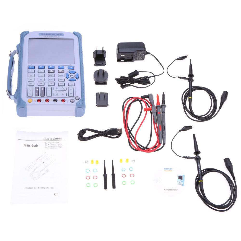 Hantek Portable Digital Storage Oscilloscope USB Oscilloscope 6000Counts DMM 60MHz 1GSa s 2CH 5.6 TFT Color LCD Display DSO1062B