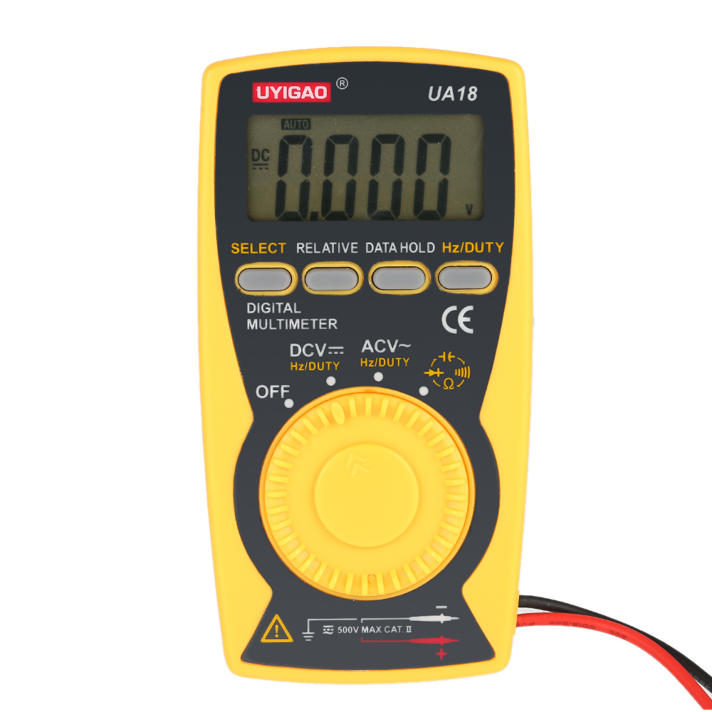 UYIGAO Portable Auto Digital Multimeter DMM Voltmeter Ammeter Ohmmeter AC DC Voltage Resistance Continuity Measurement Tester