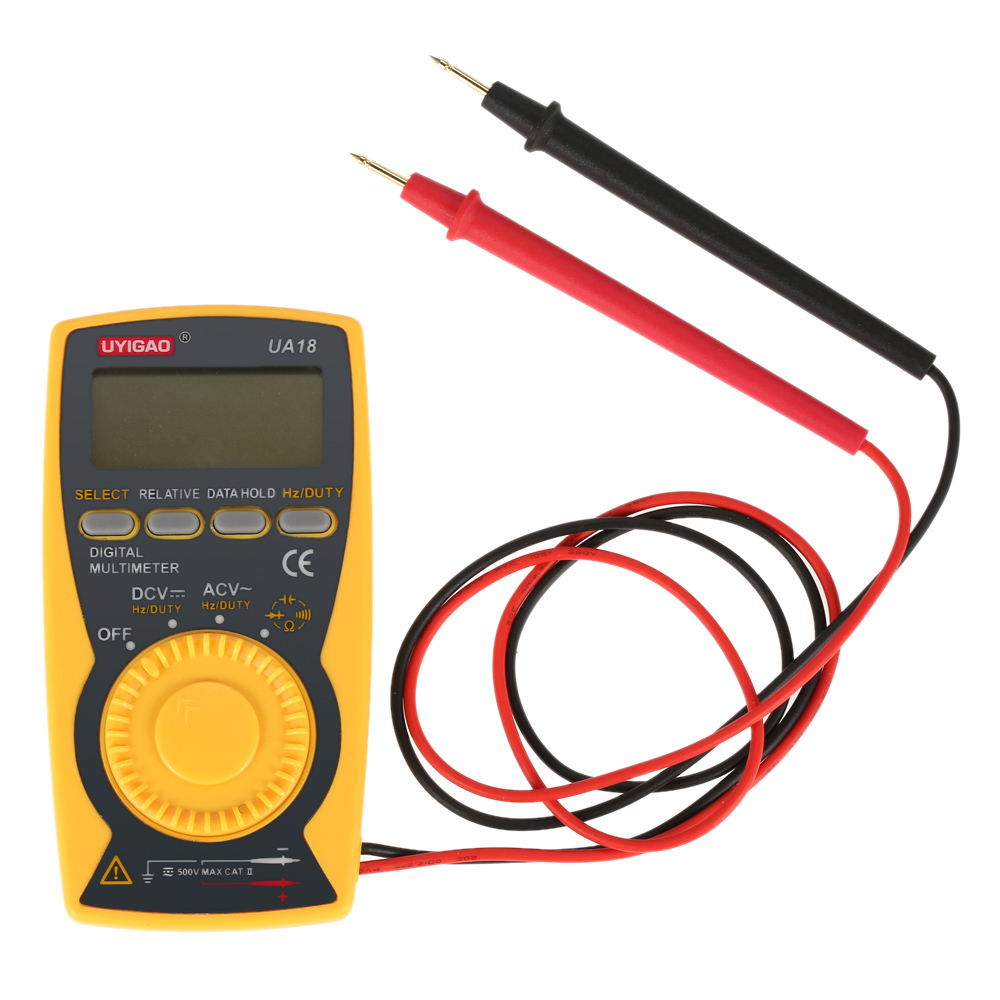 UYIGAO Portable Auto Digital Multimeter DMM Voltmeter Ammeter Ohmmeter AC DC Voltage Resistance Continuity Measurement Tester