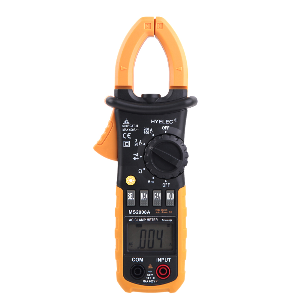 HYELEC AC Clamp Meter Digital Multimeter practical Electronic diagnostic tool current tongs amperimetro 2000 Count w Back light