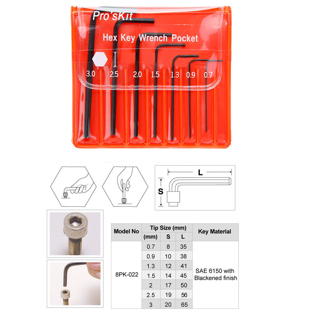 7 in 1 Pro sKit 8PK 022 Miniature L shape Hex Key Wrench Set Ratchet Wrench Kit Professional Hand Repair Tool