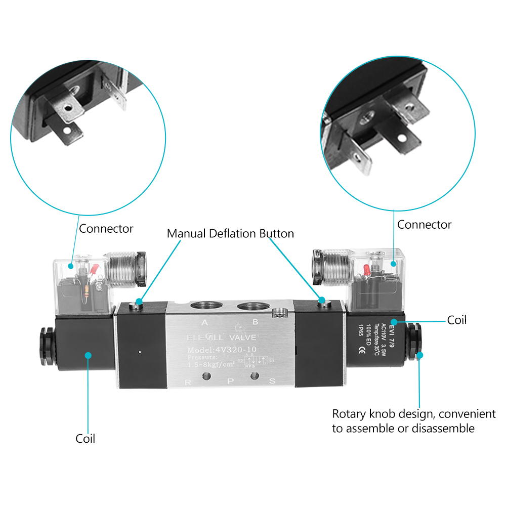 PT3/4 Solenoid Valve AC 110V Normally Closed - Aluminum Alloy, 2-Way For Air, Water, Oil (Max 10 Kgf/cm²)