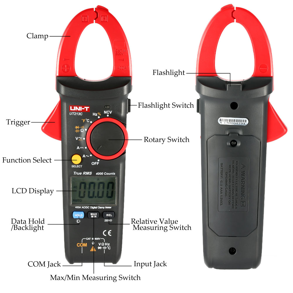 Digital Clamp Meter Professional Multimeter AC DC Voltage Current Resistance Capacitance Diode Continuity NCV Temperature Tester
