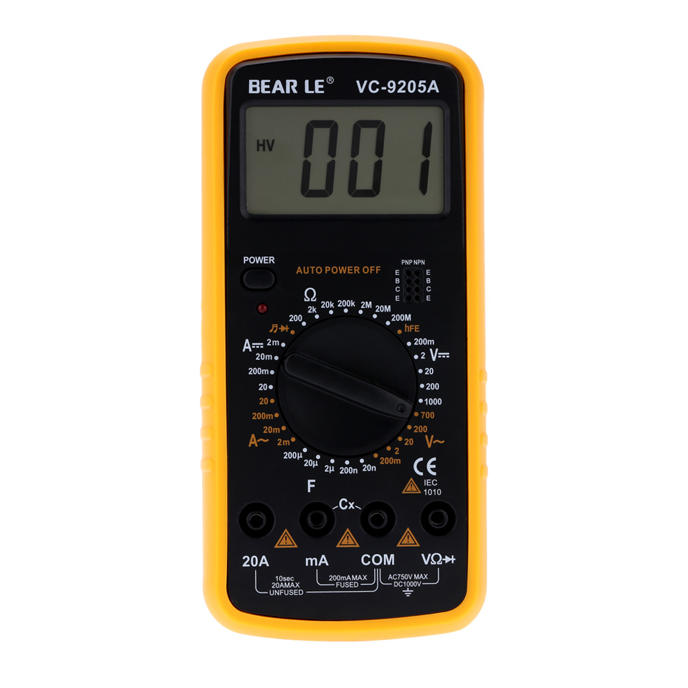 LCD Display Digital Multimeter Portable DC AC Voltage Meter AC Current Tongs Resistance Capacitance Diode Tester Continuity Test