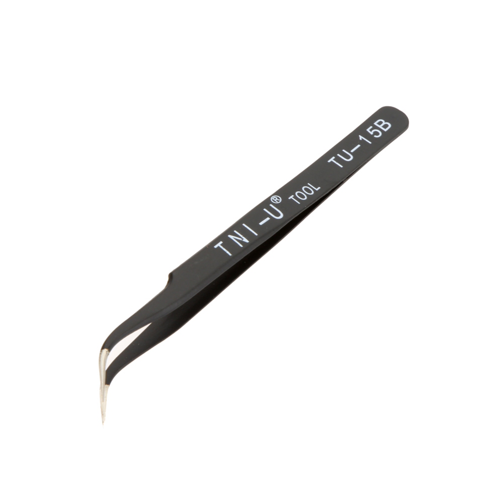 4.5 Stainless Steel Anti static Tweezers Black Fine Tip Curved Tweezers Set Nipper Repair Tool Ferramentas Manuais TU 15B