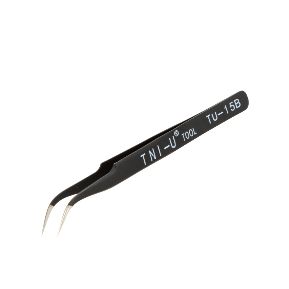 4.5 Stainless Steel Anti static Tweezers Black Fine Tip Curved Tweezers Set Nipper Repair Tool Ferramentas Manuais TU 15B