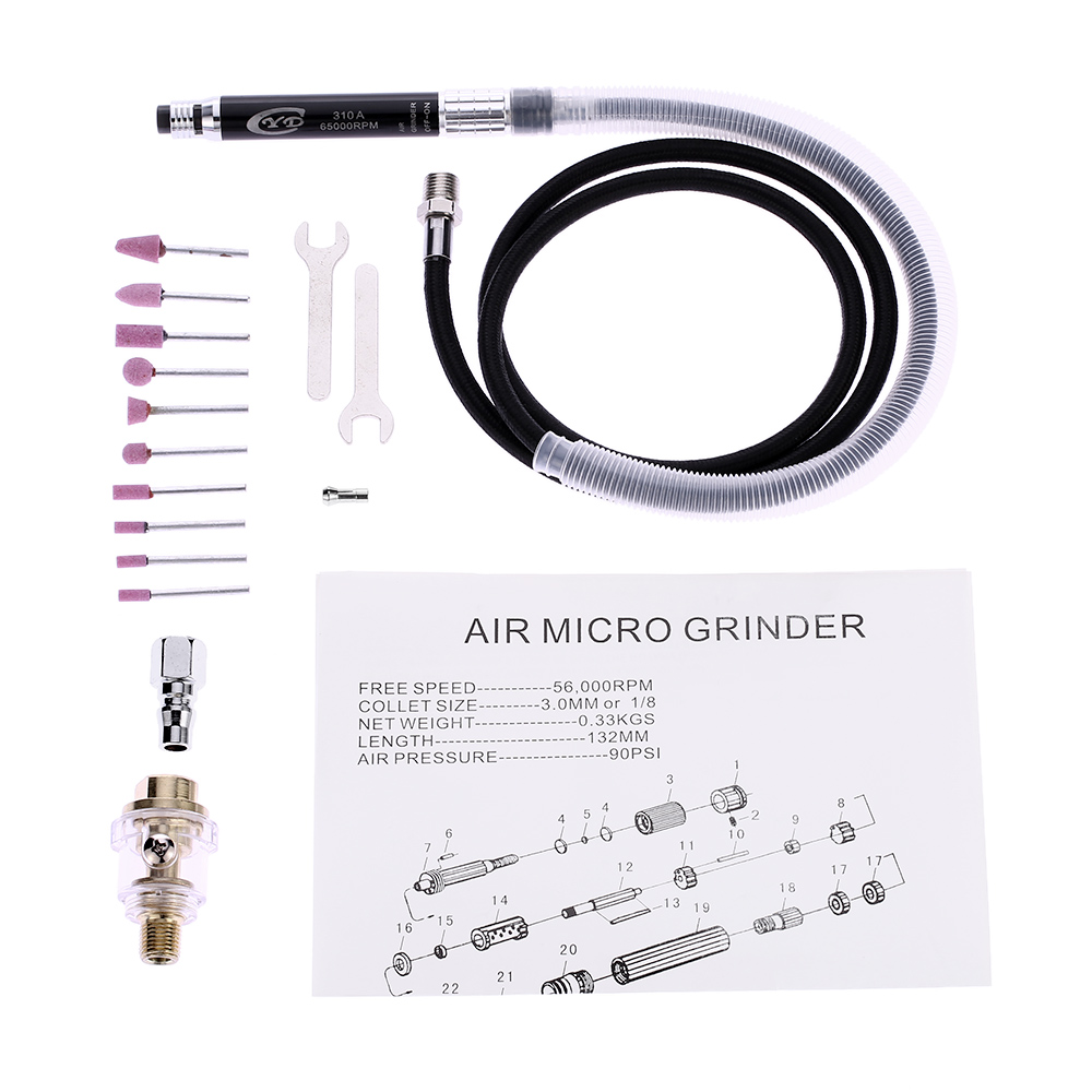 Multi function Air Grinder Mini Pencil Polishing Rotary Cutting Tool Set Professional Air Micro Die Grinder Kit 16pcs 65000 RPM