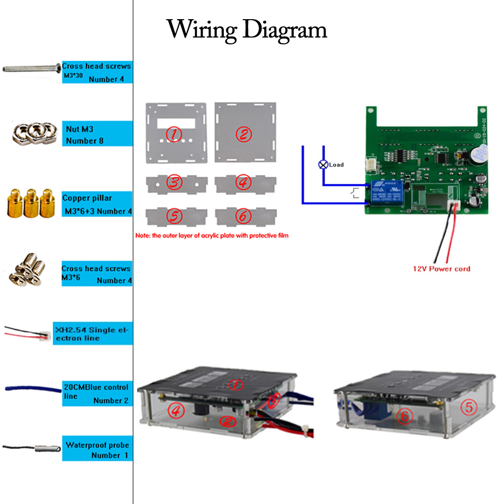Digital Thermostat Temperature Controller DC12V Intelligent DIY Kit Temperature Controller Heating Cooling Control 9C~99C