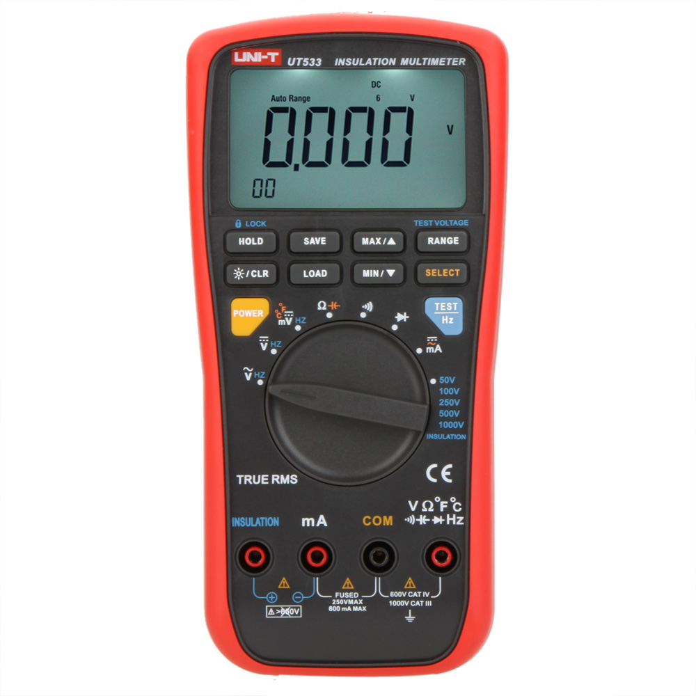 UT533 RMS Auto Digital Multimeter Insulation Earth AC DC Voltage Resistance Meter Current Capacitance Temperature Multitester