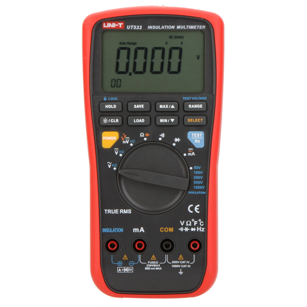 UT533 RMS Auto Digital Multimeter Insulation Earth AC DC Voltage Resistance Meter Current Capacitance Temperature Multitester