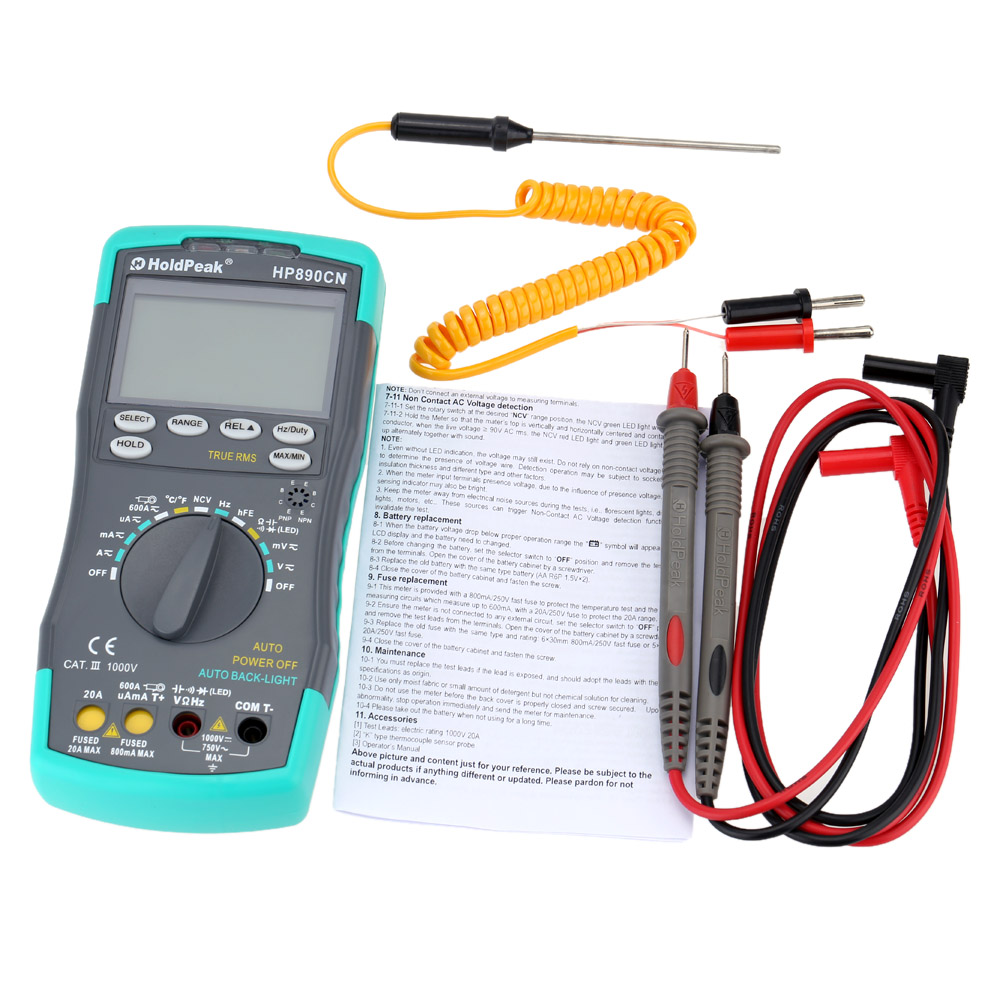 LCD Digital Multimeter tester DC AC Voltage Current Meter Resistance Diode Capaticance Tester Temperature Meaurement multimetro