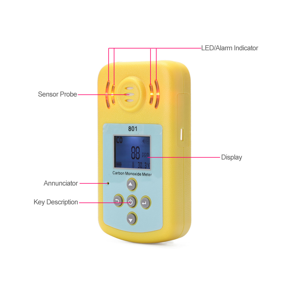 Mini Carbon Monoxide Gas Meter Portable CO Detector LCD Display and Sound light Alarm Sensitive Gas Analyzer for Home Security