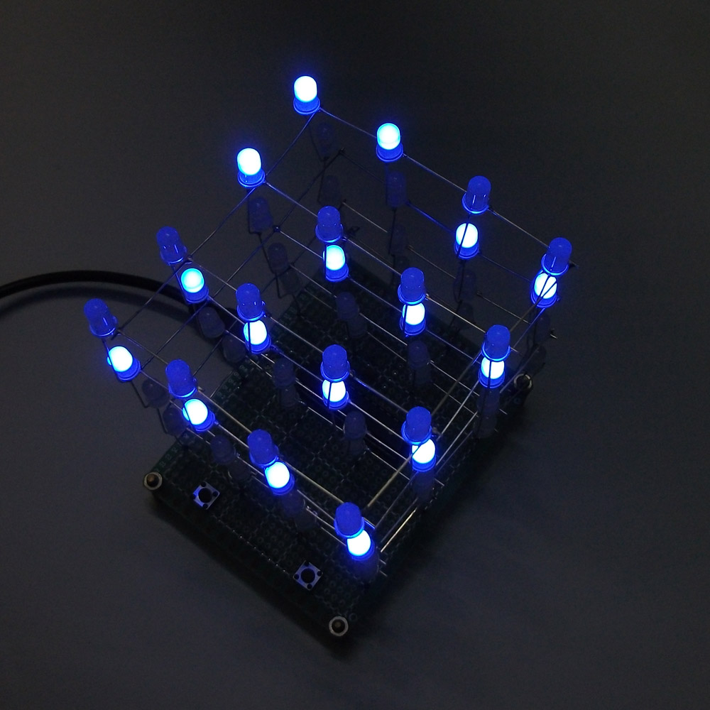 Funny DIY LED Cube Kit 4x4x4 Blue Light Electronic DIY Kit 64pcs LEDs Sound Control Electronic Learning Set Electronic Component