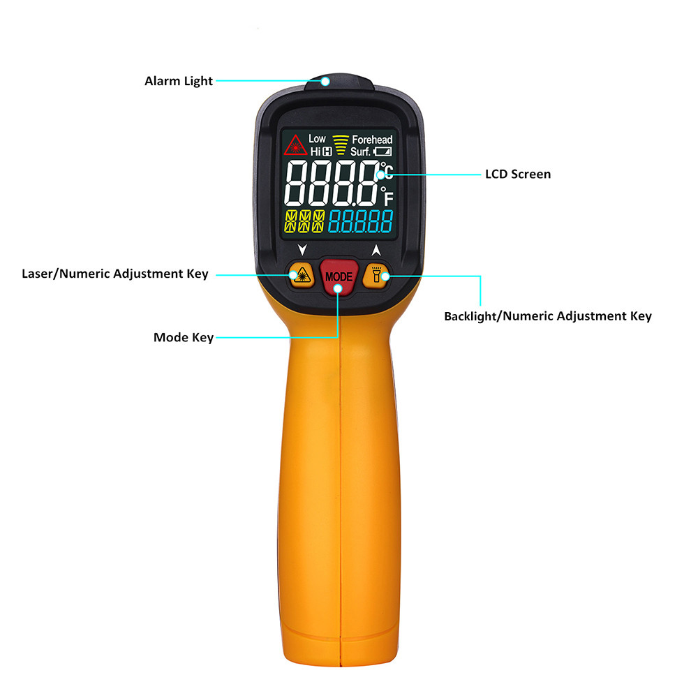 Infrared IR Thermometer Digital pyrometer IFine Temperature Tester thermometre infrarouge termometro digital Alarm Emissivity