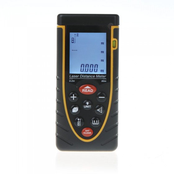 80m 262ft Handheld Laser Distance Meter Rangefinder Range Finder with Bubble Level Tape Measure Accuracy 2mm