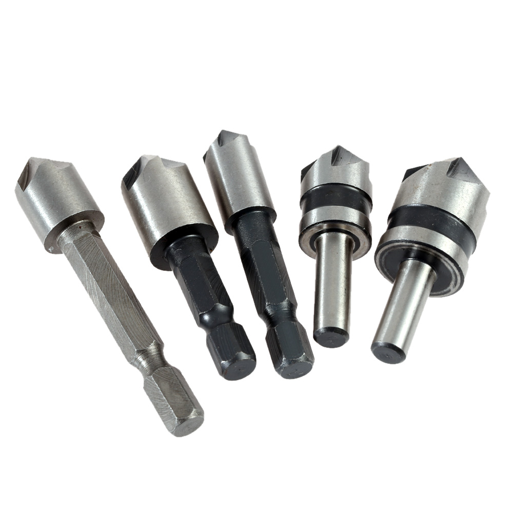 Professional Countersink Drill Set 5pcs set High speed Steel Quality Deburring Bits Chamfering Tool Chamfering Mixing Pack