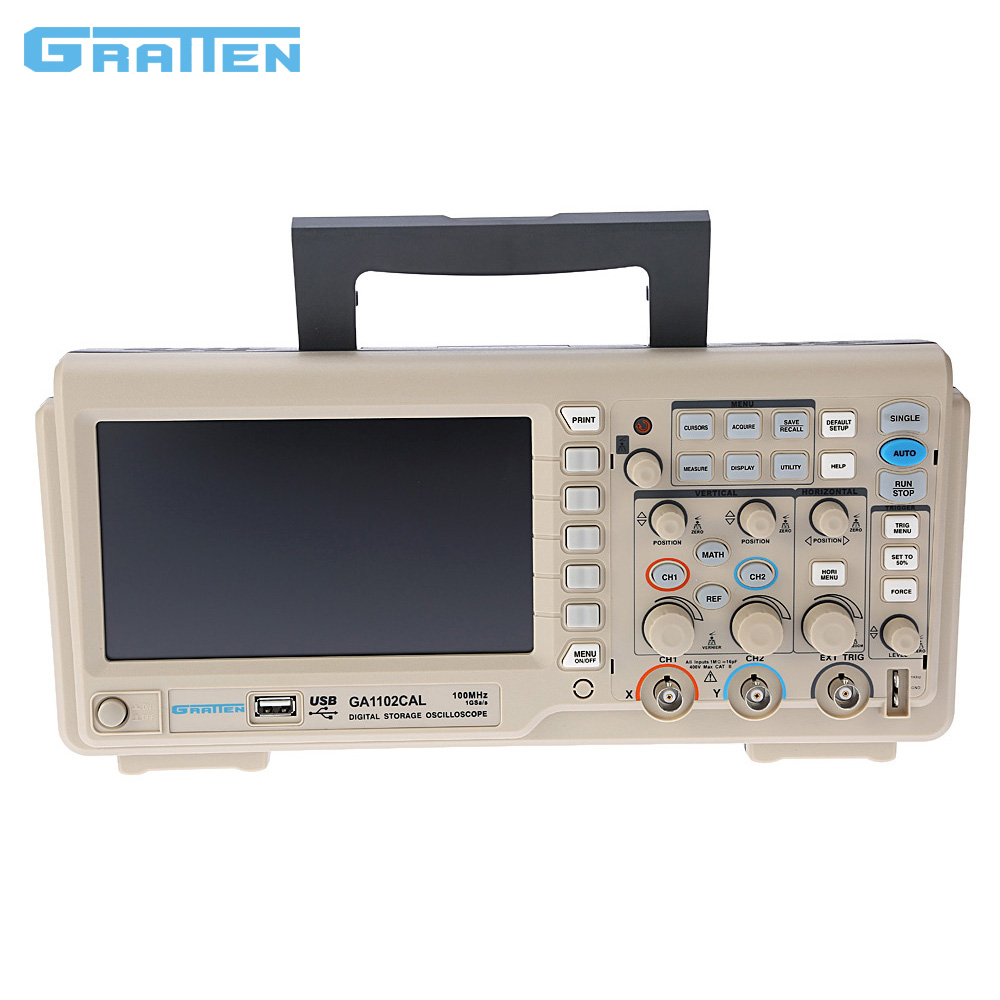 Professional Digital Storage Oscilloscope 2CH 100MHz osciloscopio 1GSa s 7 TFT Display diagnostic tool GRATTEN GA1102CAL