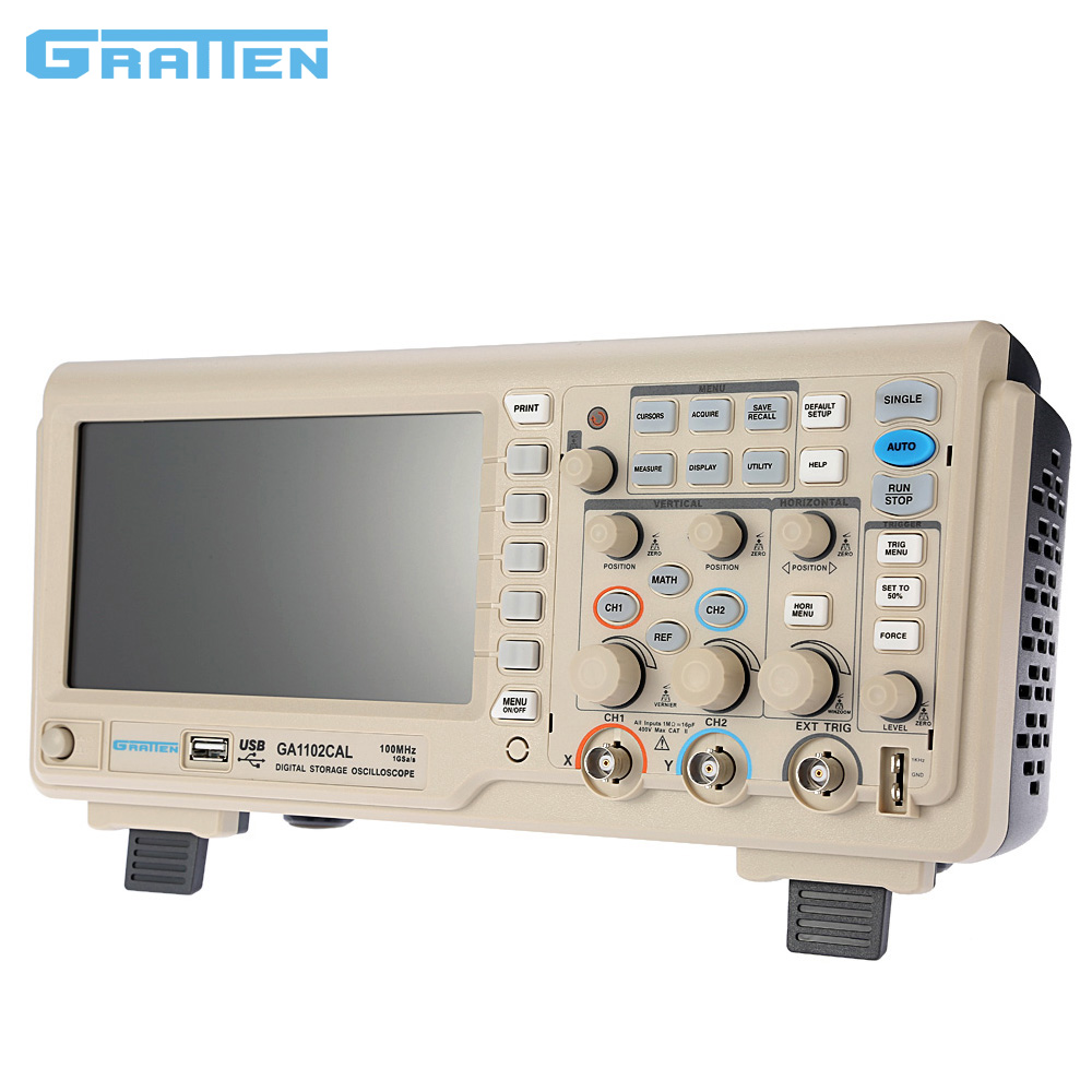 Professional Digital Storage Oscilloscope 2CH 100MHz osciloscopio 1GSa s 7 TFT Display diagnostic tool GRATTEN GA1102CAL