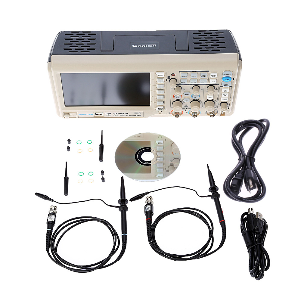 Professional Digital Storage Oscilloscope 2CH 100MHz osciloscopio 1GSa s 7 TFT Display diagnostic tool GRATTEN GA1102CAL