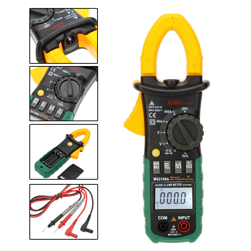 AIMO MS2108A Auto Range Digital Multimeter Clamp Meter for AC DC Voltage Current Frequency Resistance Capacity Diode multitester
