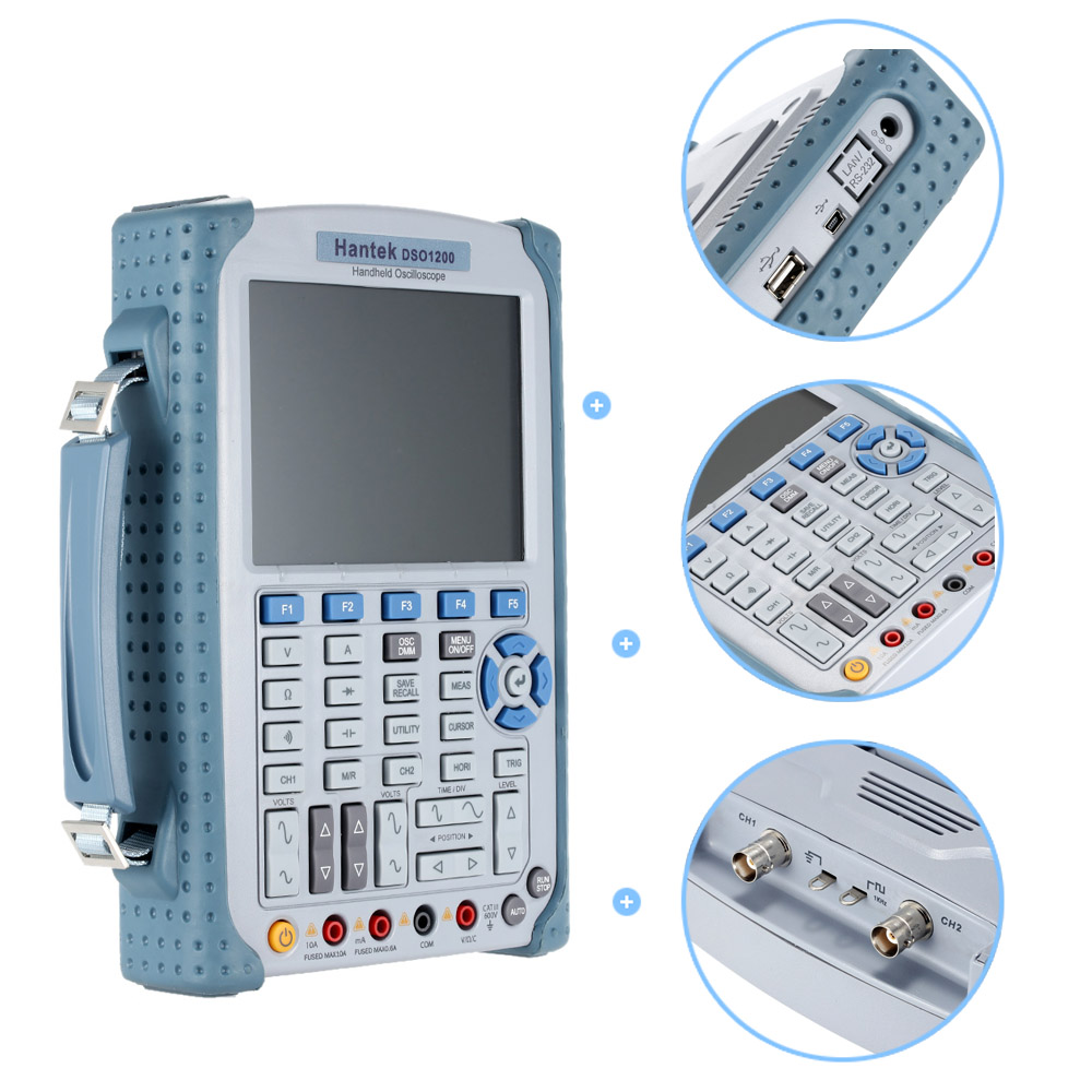 Hantek Professional High Cost Effective Digital Oscilloscope Handheld 2 Channels Oscilloscope Multimeter 200MHz 500MSa s DSO1200