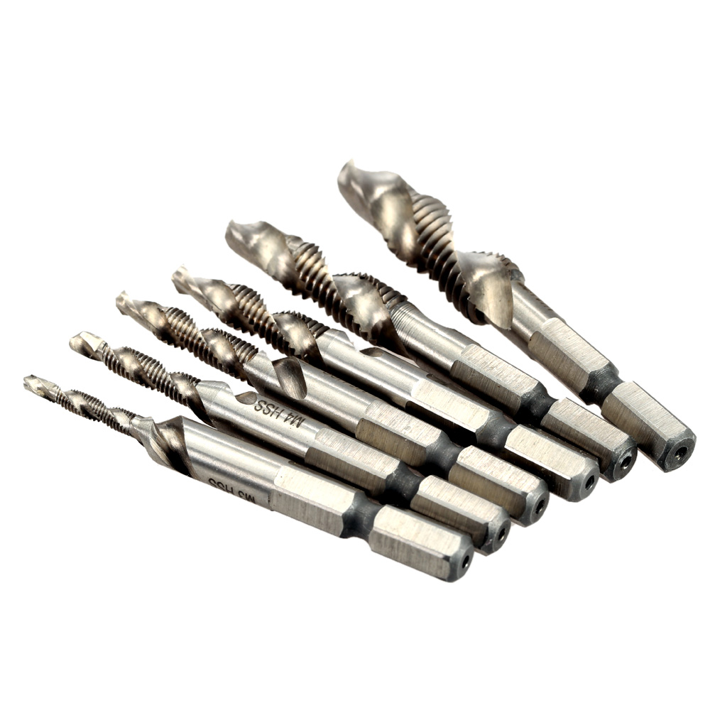 6PCS Professional HSS Woodworking Combined Tap and Drill Wood Metal Plastic Cutting Hole Saw Practical Strong Drill Bit Set