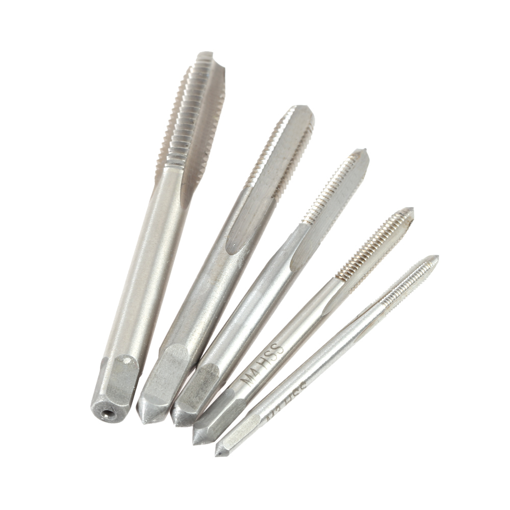 5pcs set High speed Steel Machine Screw Tap Professional Straight Flute Taps Mini Groove Tap Round Shank with Square End Quality