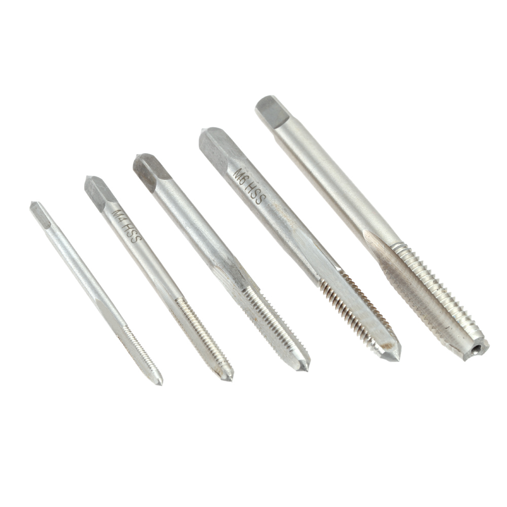 5pcs set High speed Steel Machine Screw Tap Professional Straight Flute Taps Mini Groove Tap Round Shank with Square End Quality