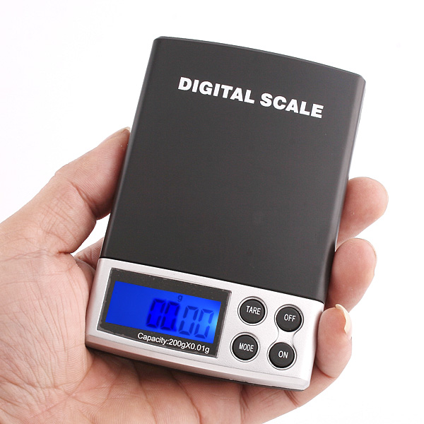 200g x 0.01g Mini Digital Scale Jewelry Pocket Scale Weighting Balance Electronic Kitchen Scales LCD Display with Blue Backlight