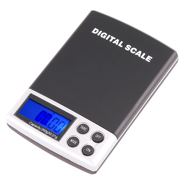 200g x 0.01g Mini Digital Scale Jewelry Pocket Scale Weighting Balance Electronic Kitchen Scales LCD Display with Blue Backlight