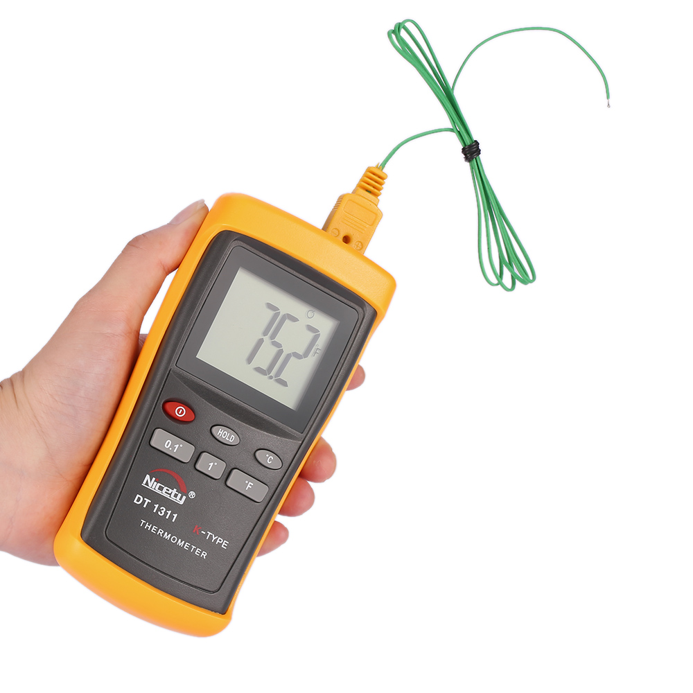 Nicety Handheld Digital Thermometer Single Channel Temperature Meter K Type Thermocouple Sensor Switchable Resolution 200~1370C