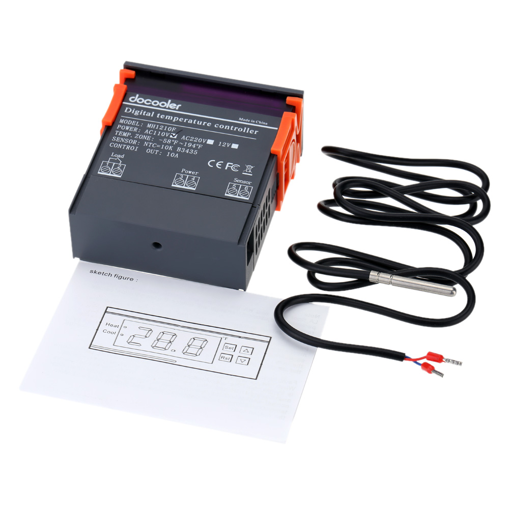 10A AC110V Digital Temperature Controller Thermocouple 58~194 Fahrenheit with Sensor thermostat thermal regulator