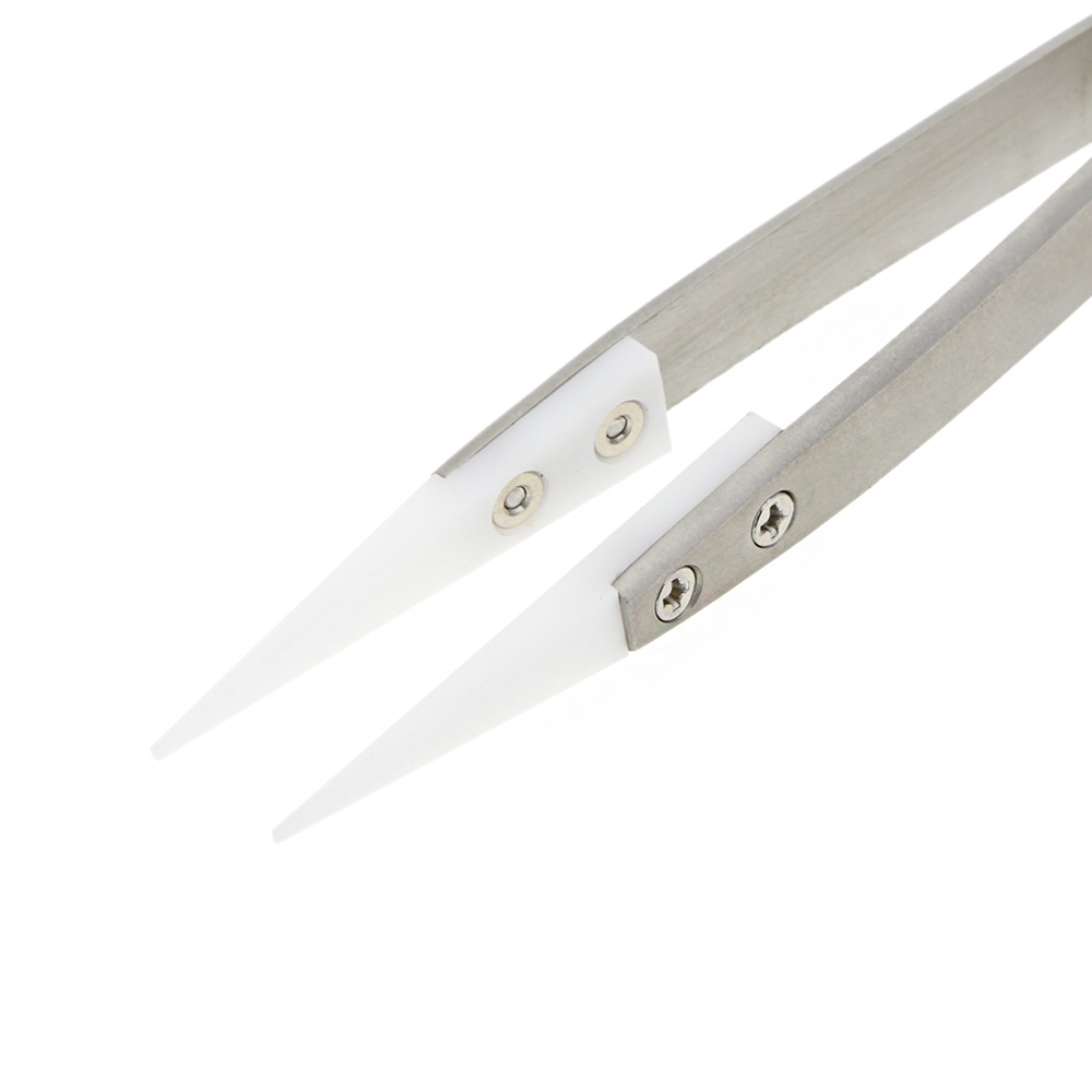 High Quality Ceramic Tweezers with Pointed Heat Resistant Tip Anti acid Stainless Steel Handle Removable Tweezers