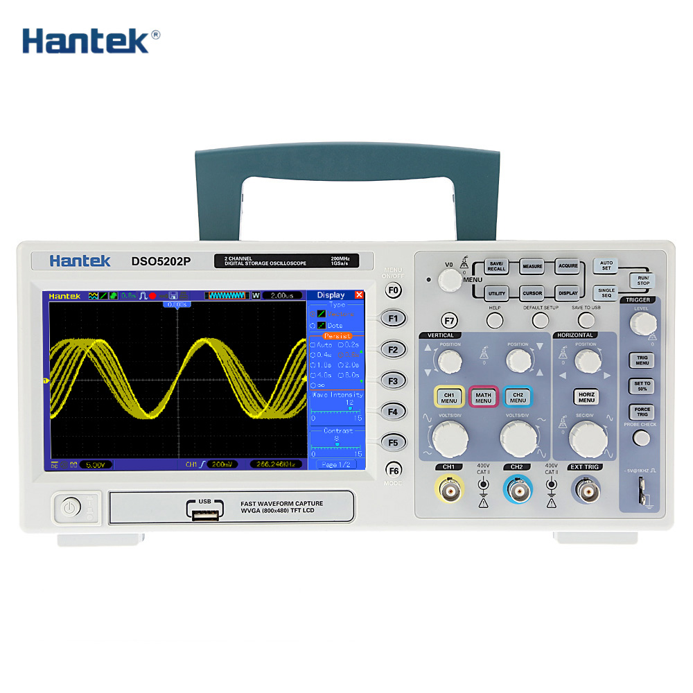 Hantek DSO5202P Professional Digital Storage Oscilloscope 2CH 200MHz 40K 1Gsa s Color TFT Display osciloscopio diagnostic tool